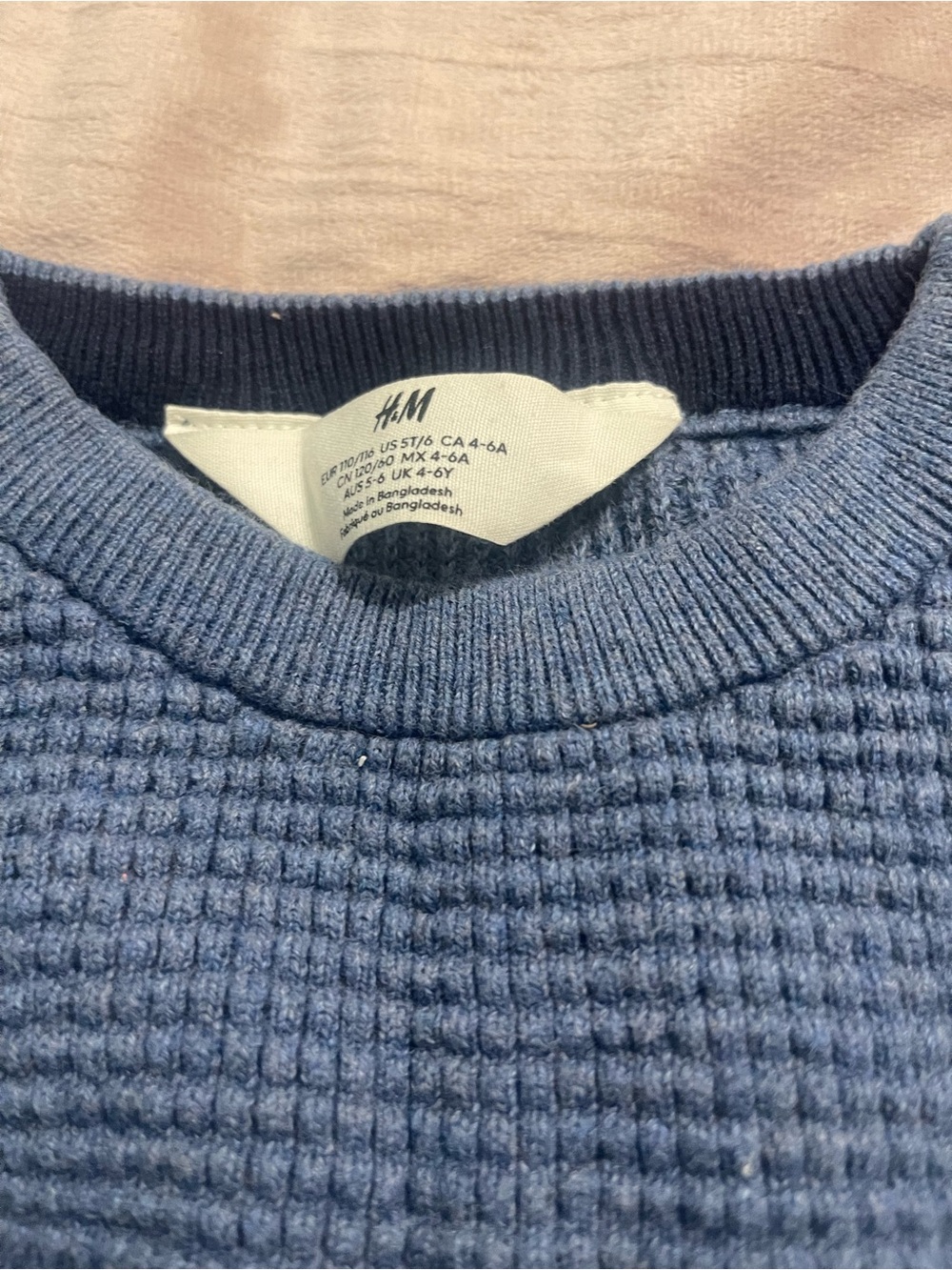 H&M Men's Steel Blue Waffle Knit Crewneck Sweater